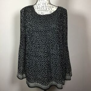 Black with white dots and polka dot top bell sleeves lined with sheer over sz M